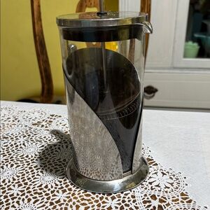 Stainless Steel and Black French Press Coffee Maker